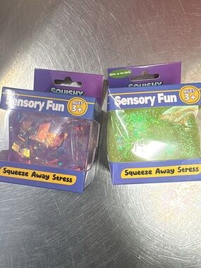 Kids Squishy Stress Ball - Glitter Purple and Green